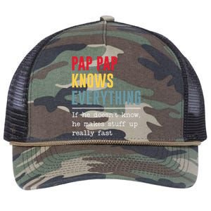 Pap Pap Knows Everything Funny Father's Day Retro Rope Trucker Hat Cap