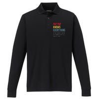 Pap Pap Knows Everything Funny Father's Day Performance Long Sleeve Polo