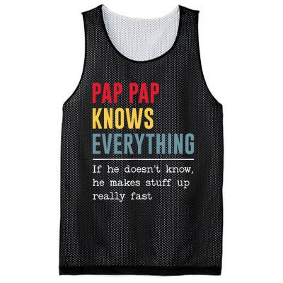 Pap Pap Knows Everything Funny Father's Day Mesh Reversible Basketball Jersey Tank