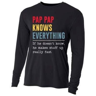 Pap Pap Knows Everything Funny Father's Day Cooling Performance Long Sleeve Crew