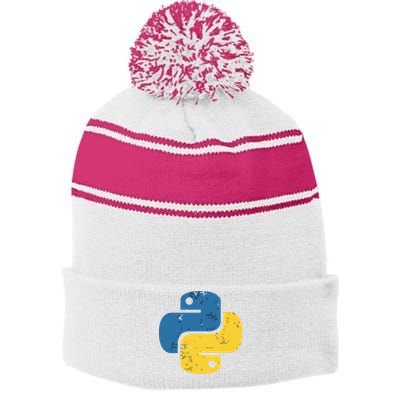 Python Programming Logo For ProgrammersPython Programming Logo For Programmers Stripe Pom Pom Beanie