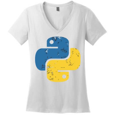 Python Programming Logo For ProgrammersPython Programming Logo For Programmers Women's V-Neck T-Shirt