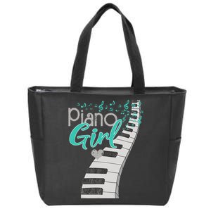 Piano Player Lover Kids Pianist Girls Piano Music Zip Tote Bag