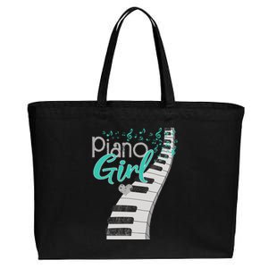 Piano Player Lover Kids Pianist Girls Piano Music Cotton Canvas Jumbo Tote