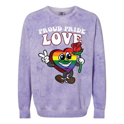 Pride Proud Love Gay Heart Lgbtq Rainbow Flag Funny Gift Colorblast Crewneck Sweatshirt