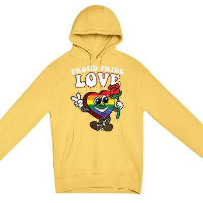 Pride Proud Love Gay Heart Lgbtq Rainbow Flag Funny Gift Premium Pullover Hoodie