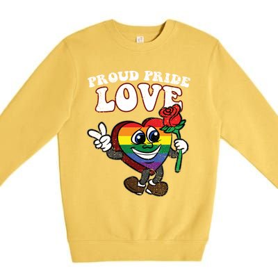 Pride Proud Love Gay Heart Lgbtq Rainbow Flag Funny Gift Premium Crewneck Sweatshirt