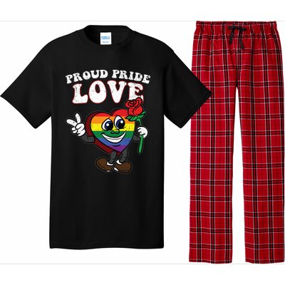 Pride Proud Love Gay Heart Lgbtq Rainbow Flag Funny Gift Pajama Set