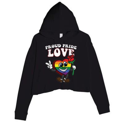 Pride Proud Love Gay Heart Lgbtq Rainbow Flag Funny Gift Crop Fleece Hoodie