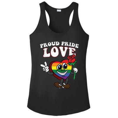 Pride Proud Love Gay Heart Lgbtq Rainbow Flag Funny Gift Ladies PosiCharge Competitor Racerback Tank