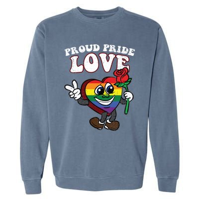 Pride Proud Love Gay Heart Lgbtq Rainbow Flag Funny Gift Garment-Dyed Sweatshirt