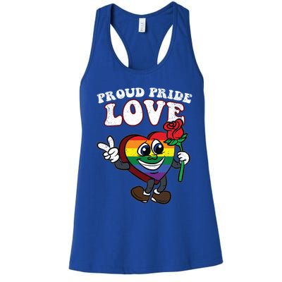 Pride Proud Love Gay Heart Lgbtq Rainbow Flag Funny Gift Women's Racerback Tank