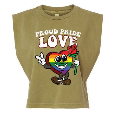 Pride Proud Love Gay Heart Lgbtq Rainbow Flag Funny Gift Garment-Dyed Women's Muscle Tee