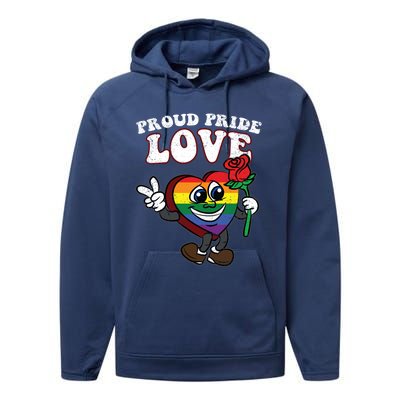 Pride Proud Love Gay Heart Lgbtq Rainbow Flag Funny Gift Performance Fleece Hoodie