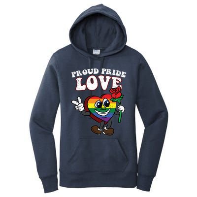 Pride Proud Love Gay Heart Lgbtq Rainbow Flag Funny Gift Women's Pullover Hoodie