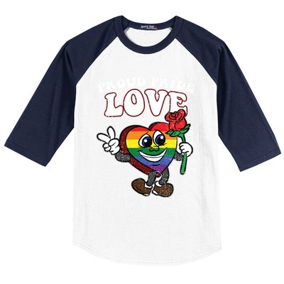 Pride Proud Love Gay Heart Lgbtq Rainbow Flag Funny Gift Baseball Sleeve Shirt