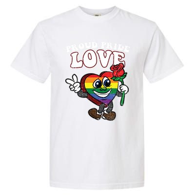 Pride Proud Love Gay Heart Lgbtq Rainbow Flag Funny Gift Garment-Dyed Heavyweight T-Shirt