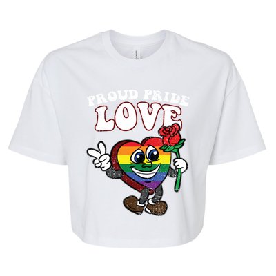 Pride Proud Love Gay Heart Lgbtq Rainbow Flag Funny Gift Bella+Canvas Jersey Crop Tee