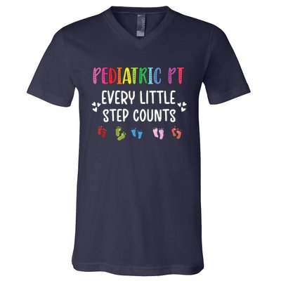 Pediatric PT Little Step Counts Pediatric Physical Therapist V-Neck T-Shirt