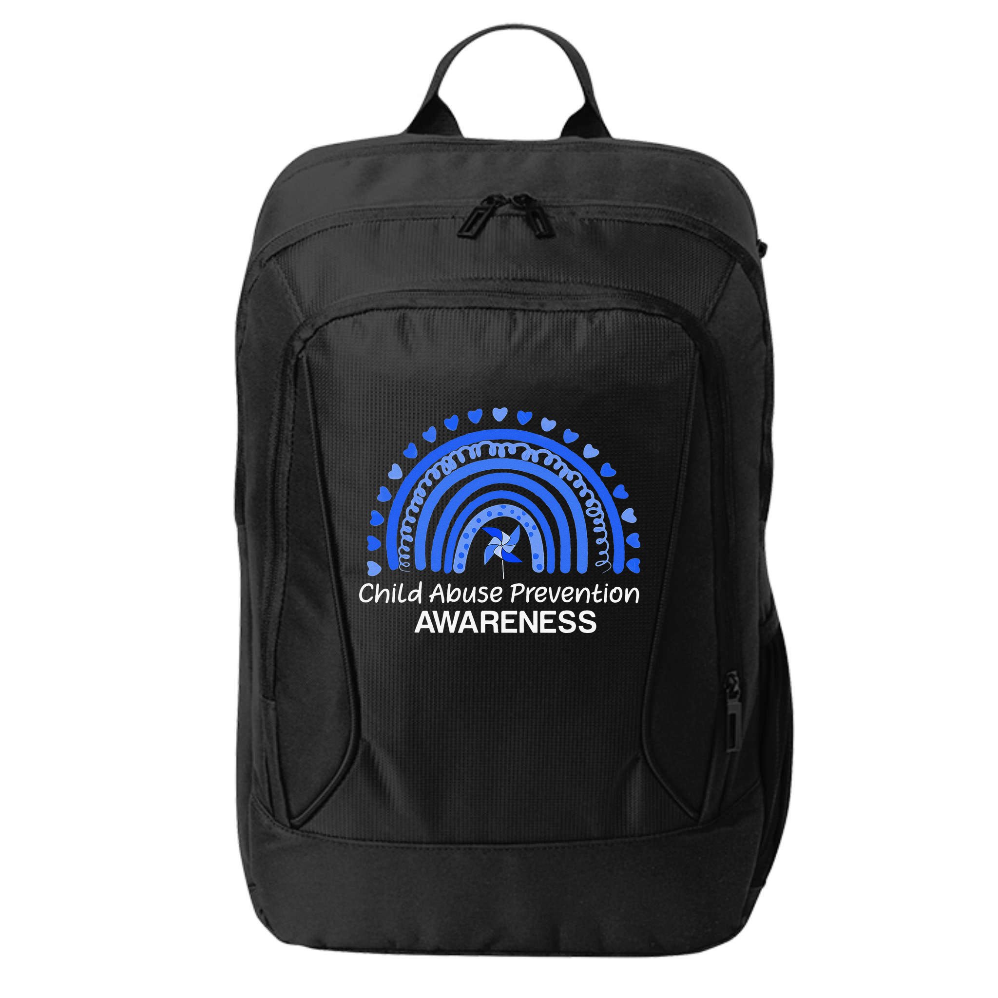 Pinwheel Peace Love Hope Child Abuse Prevention Awareness City Backpack