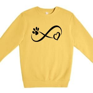 Paw Print Love Heart Funny Cool Dog Cat Mom Pet Animal Lover Premium Crewneck Sweatshirt