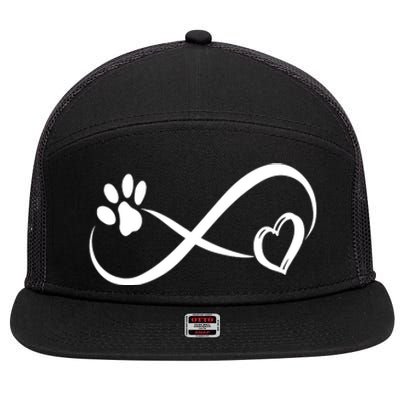 Paw Print Love Heart Funny Cool Dog Cat Mom Pet Animal Lover 7 Panel Mesh Trucker Snapback Hat