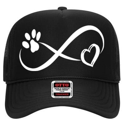 Paw Print Love Heart Funny Cool Dog Cat Mom Pet Animal Lover High Crown Mesh Back Trucker Hat