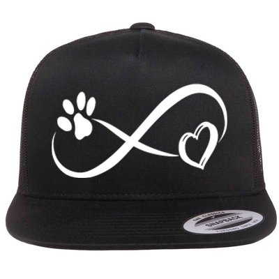 Paw Print Love Heart Funny Cool Dog Cat Mom Pet Animal Lover Flat Bill Trucker Hat