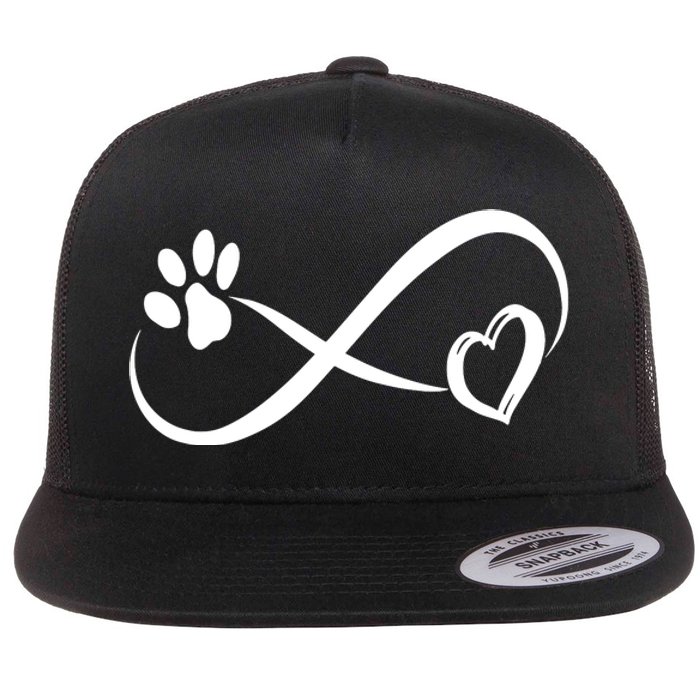 Paw Print Love Heart Funny Cool Dog Cat Mom Pet Animal Lover Flat Bill Trucker Hat