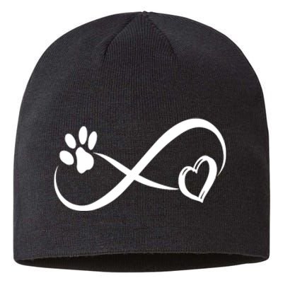 Paw Print Love Heart Funny Cool Dog Cat Mom Pet Animal Lover Sustainable Beanie