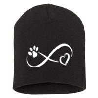 Paw Print Love Heart Funny Cool Dog Cat Mom Pet Animal Lover Short Acrylic Beanie