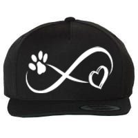 Paw Print Love Heart Funny Cool Dog Cat Mom Pet Animal Lover Wool Snapback Cap