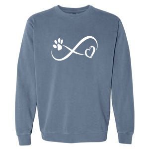 Paw Print Love Heart Funny Cool Dog Cat Mom Pet Animal Lover Garment-Dyed Sweatshirt