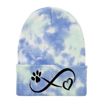 Paw Print Love Heart Funny Cool Dog Cat Mom Pet Animal Lover Tie Dye 12in Knit Beanie