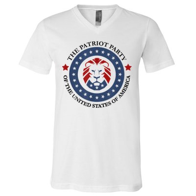 Patriot Party Lion United States 3rd Party Conservative V-Neck T-Shirt