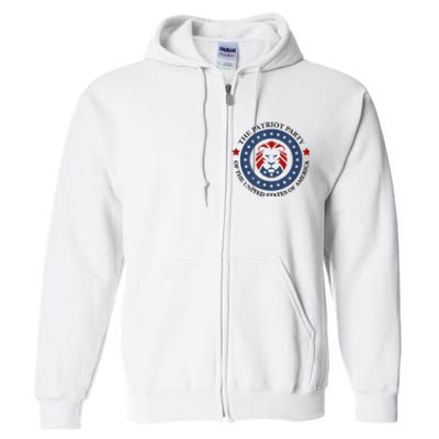 Patriot Party Lion United States 3rd Party Conservative Full Zip Hoodie