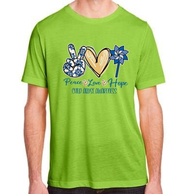 Pinwheel Peace Love Hope Abuse Prevention Awareness Meaningful Gift Adult ChromaSoft Performance T-Shirt