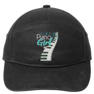 Piano Player Lover Kids Pianist Girls Piano Music 7-Panel Snapback Hat