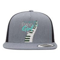 Piano Player Lover Kids Pianist Girls Piano Music Flat Bill Trucker Hat