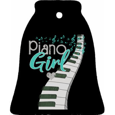 Piano Player Lover Kids Pianist Girls Piano Music Ceramic Bell Ornament