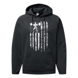 Patriotic Power Lifter Gym Funny American Flag Powerlifting Performance Fleece Hoodie