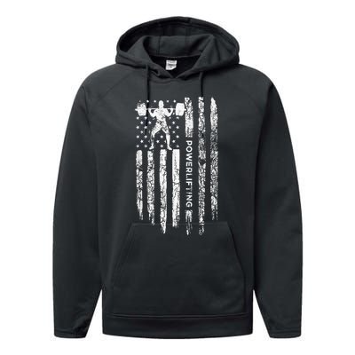 Patriotic Power Lifter Gym Funny American Flag Powerlifting Performance Fleece Hoodie