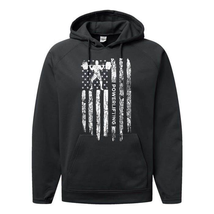 Patriotic Power Lifter Gym Funny American Flag Powerlifting Performance Fleece Hoodie