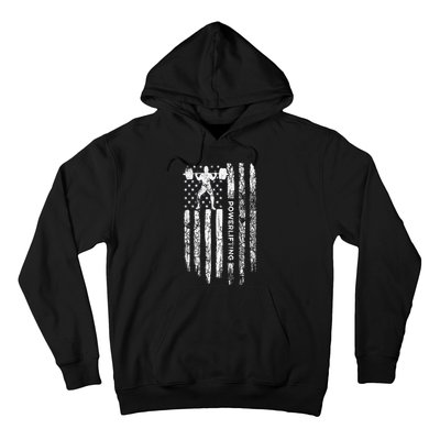 Patriotic Power Lifter Gym Funny American Flag Powerlifting Hoodie