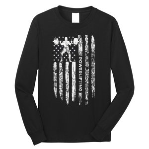 Patriotic Power Lifter Gym Funny American Flag Powerlifting Long Sleeve Shirt