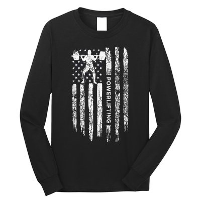 Patriotic Power Lifter Gym Funny American Flag Powerlifting Long Sleeve Shirt