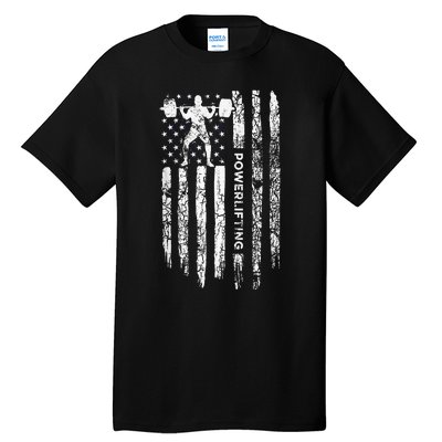 Patriotic Power Lifter Gym Funny American Flag Powerlifting Tall T-Shirt