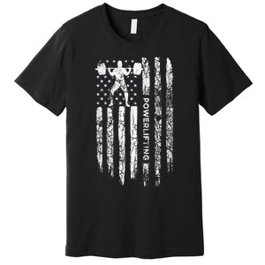 Patriotic Power Lifter Gym Funny American Flag Powerlifting Premium T-Shirt