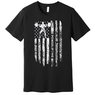 Patriotic Power Lifter Gym Funny American Flag Powerlifting Premium T-Shirt