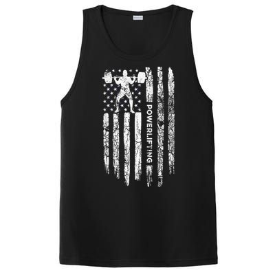 Patriotic Power Lifter Gym Funny American Flag Powerlifting PosiCharge Competitor Tank